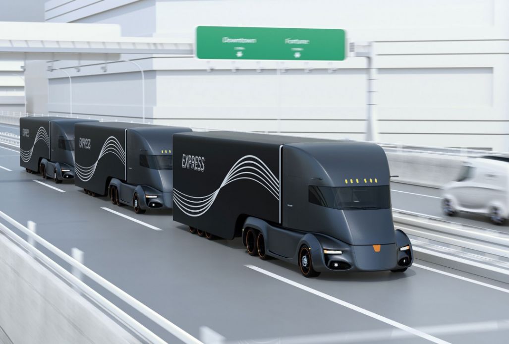 Self driving truck concept illustration