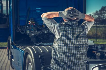 Truck driver with broken truck.