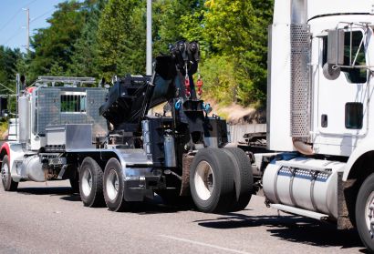 Truck being towed