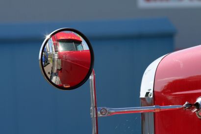 Blind spot mirror on a semi truck