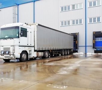 Semi truck at loading dock